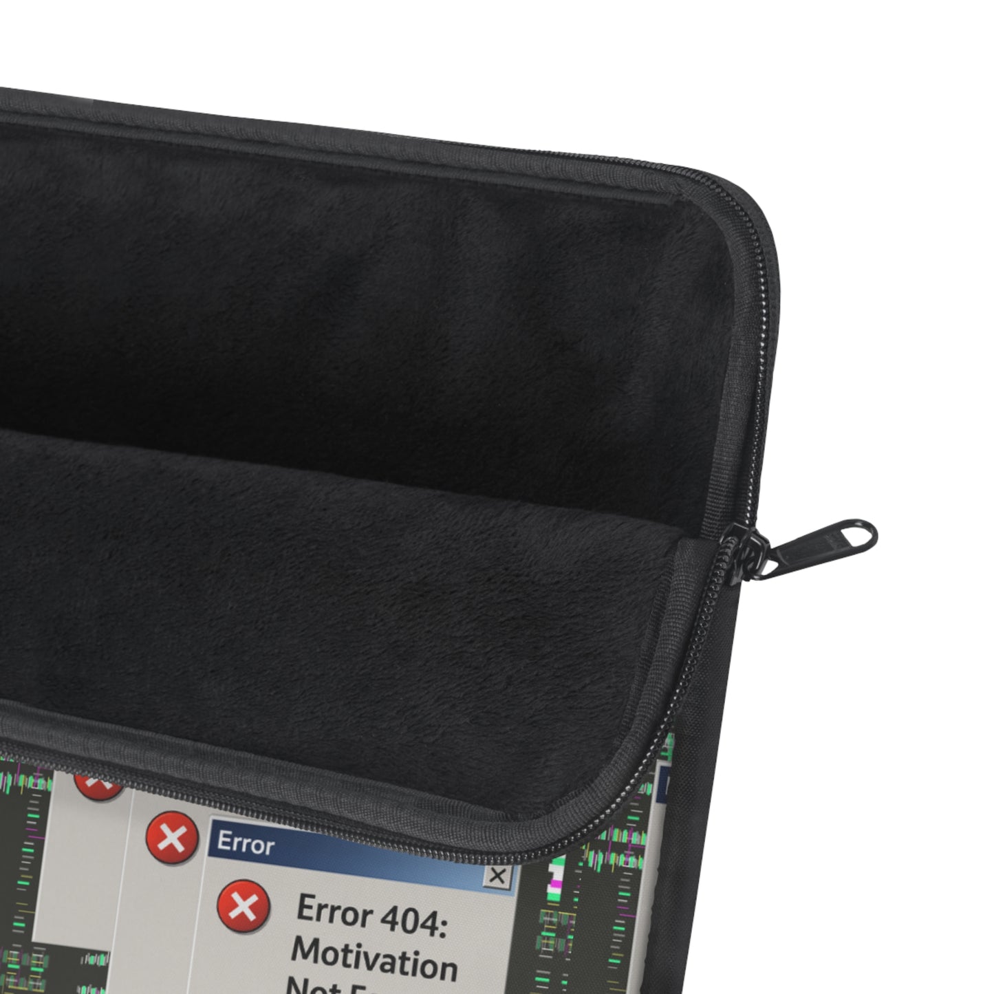 Funny Laptop Sleeve - 'Error 404: Motivation Not Found'