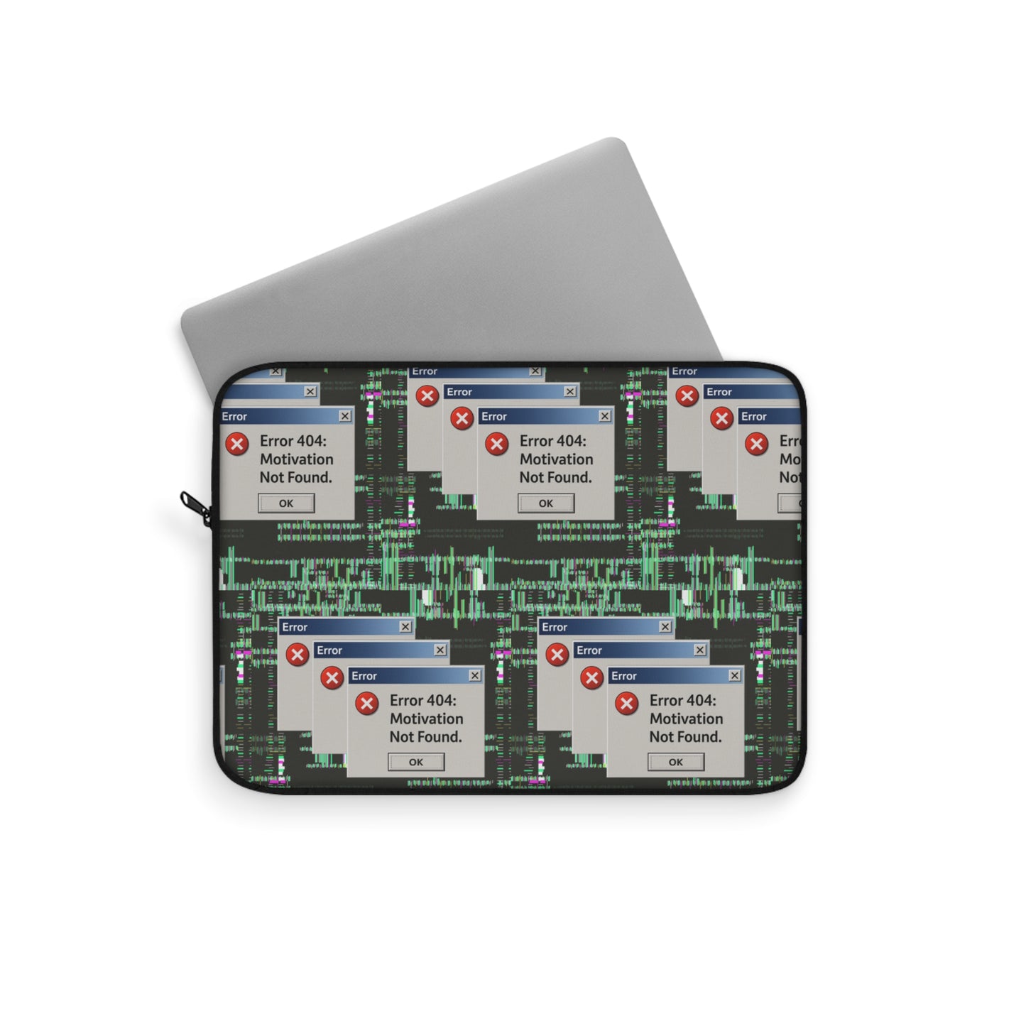 Funny Laptop Sleeve - 'Error 404: Motivation Not Found'