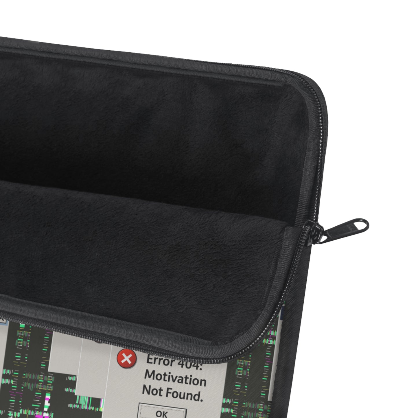 Funny Laptop Sleeve - 'Error 404: Motivation Not Found'