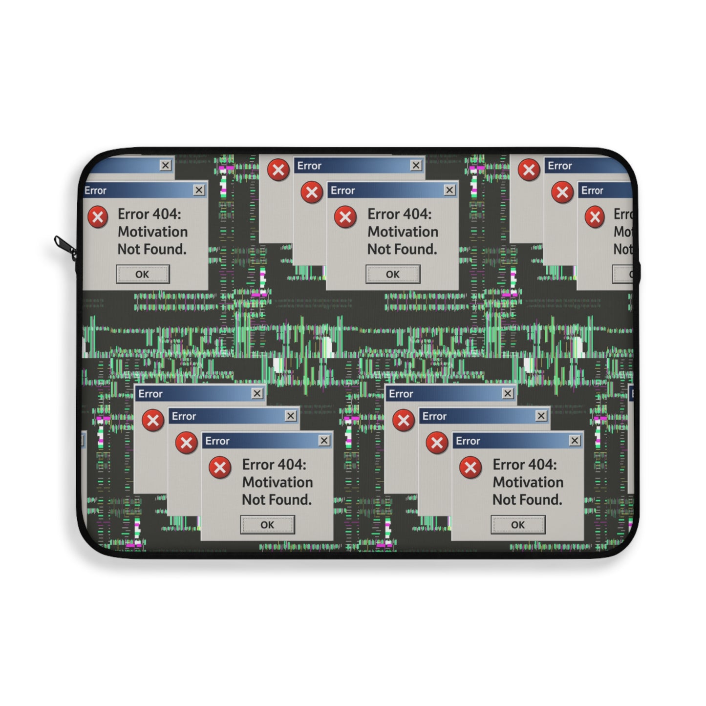 Funny Laptop Sleeve - 'Error 404: Motivation Not Found'
