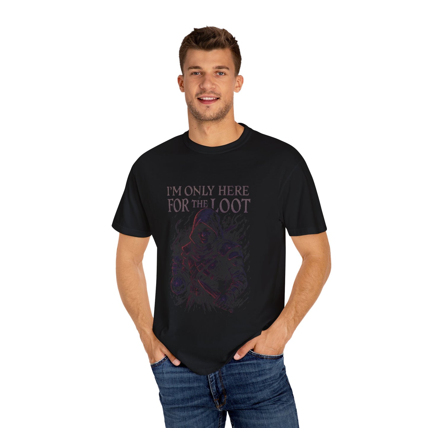 Gamer T-Shirt with 'Here for the Loot' Design